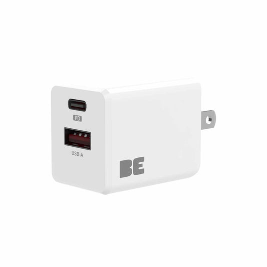 BEWCA20WW Wall Charger Dual USB-C 20W PD and USB A White