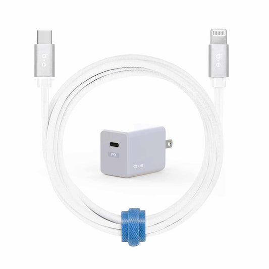 BEWCA20W4LW Wall Charger USB-C 20W PD USB-C to Lightning Cable 4ft White