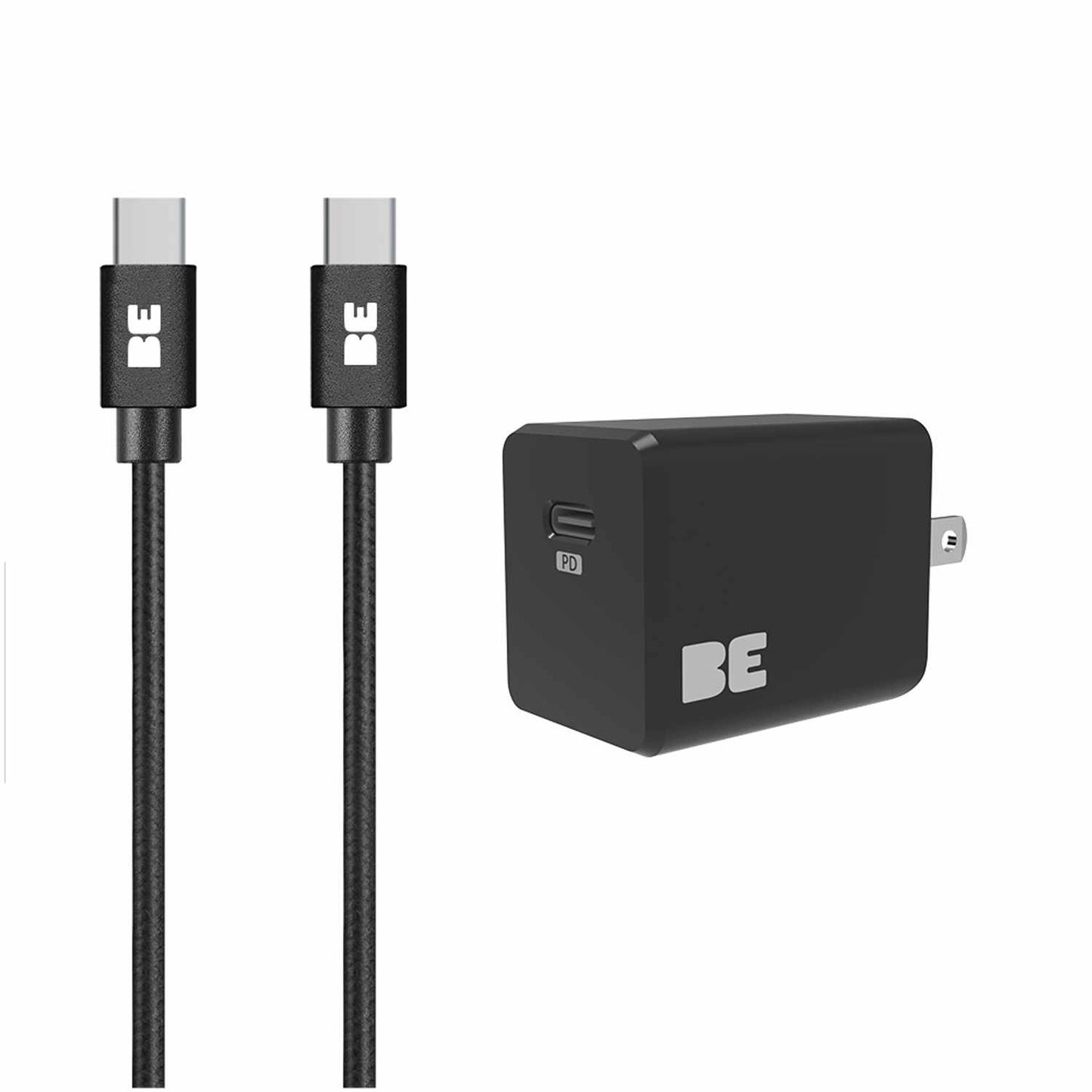 BEWCA20W4CB Wall Charger USB-C 20W PD with USB-C to USB-C Cable 4ft Black