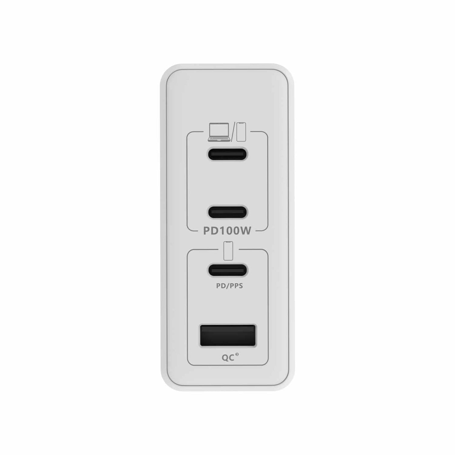 BEWCC100WW Wall Charger Multi Port GaN 100W PD & QC3 White