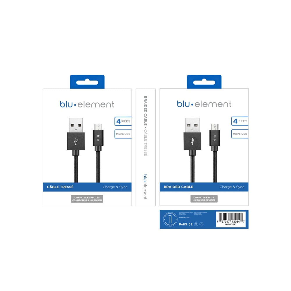 B4MICBK Braided Charge/Sync Micro USB to USB-A Cable 4ft Black