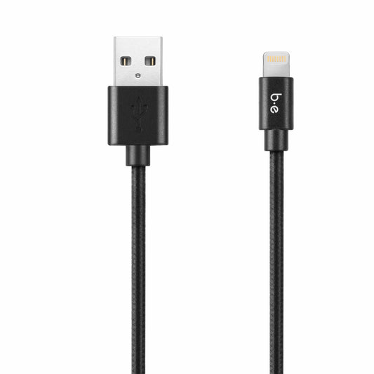 B4MFIBK Braided Charge/Sync Lightning to USB-A Cable 4ft Black Charge/Sync Cables Blu Element