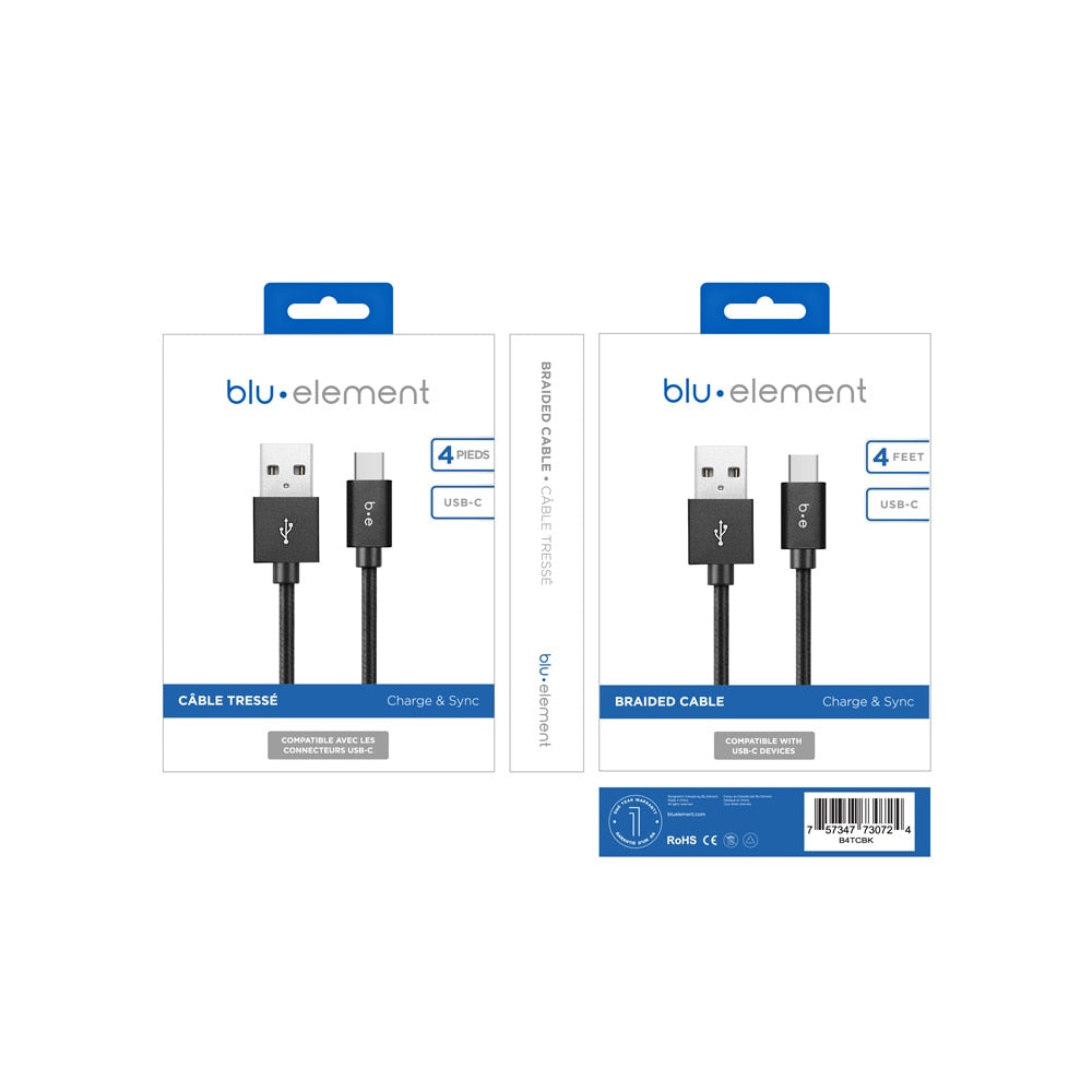B4TCBK Braided Charge/Sync USB-C to USB-A Cable 4ft Black