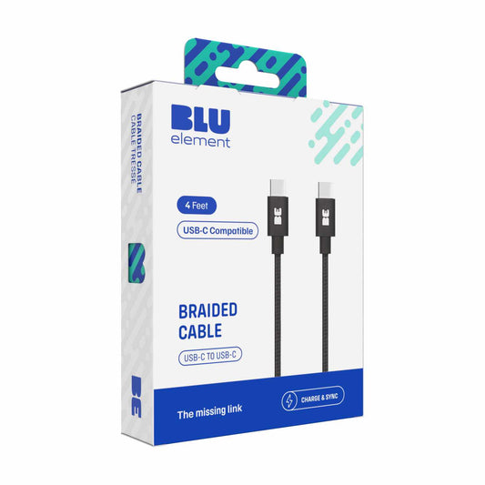 BEC2C4B Braided Charge/Sync USB-C to USB-C Cable 4ft 60W Black