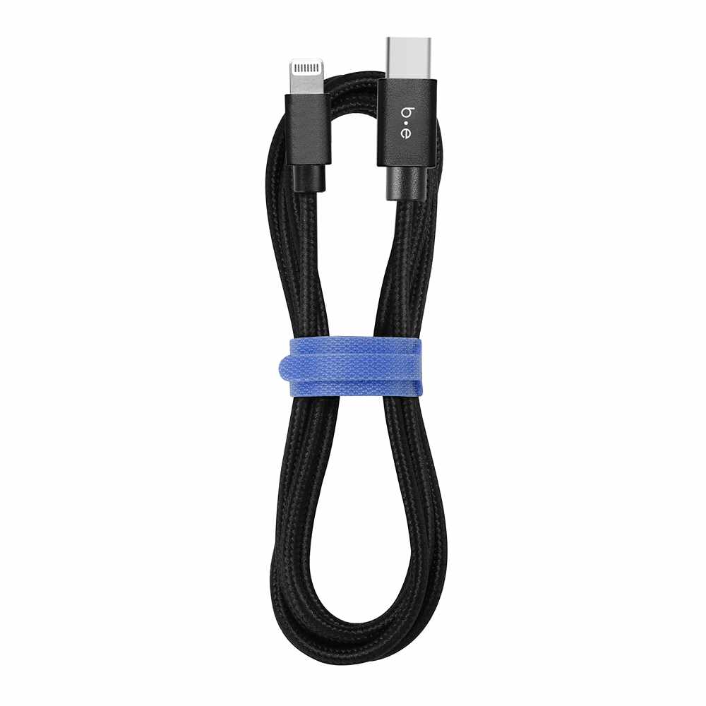 BEC2L4B Braided Charge/Sync USB-C to Lightning Cable 4ft Black