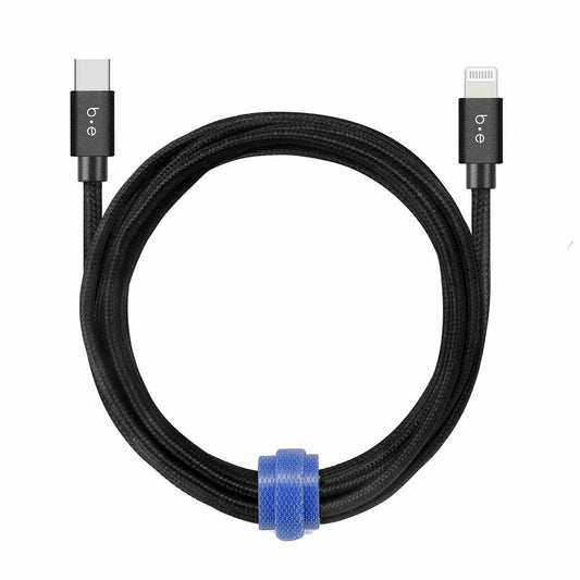 BEC2CL10B Braided Charge/Sync USB-C to Lightning Cable 10ft Black