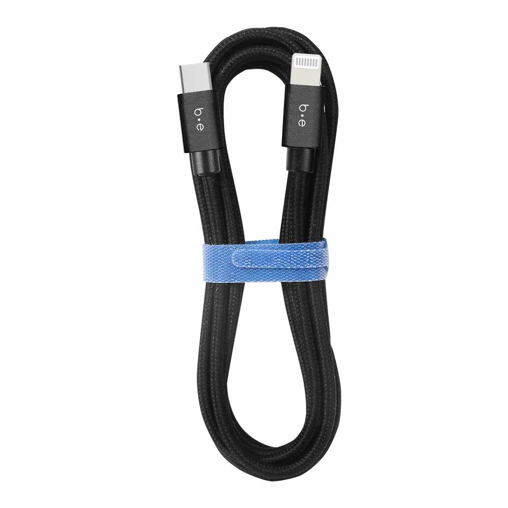 BEC2CL10B Braided Charge/Sync USB-C to Lightning Cable 10ft Black