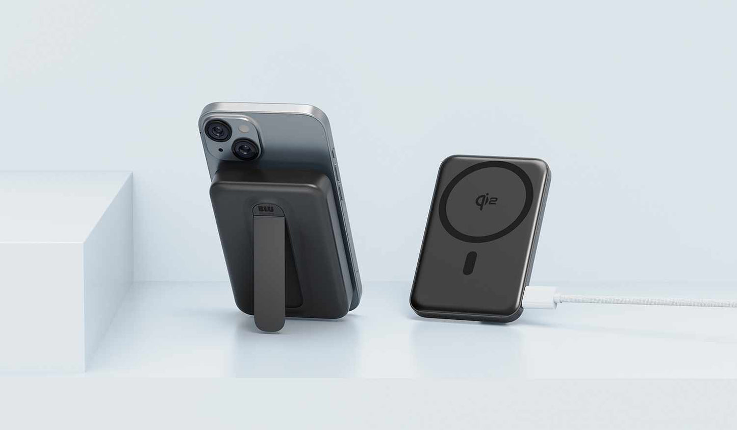 BEPBQi210KBK Qi2 SLIM Wireless Power Bank with Kickstand 10K Black