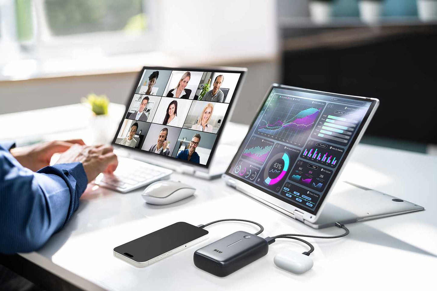 BEPB20KBK1 PowerFlex 20KPD 30W Power Bank w/Built-In USB-C Cable