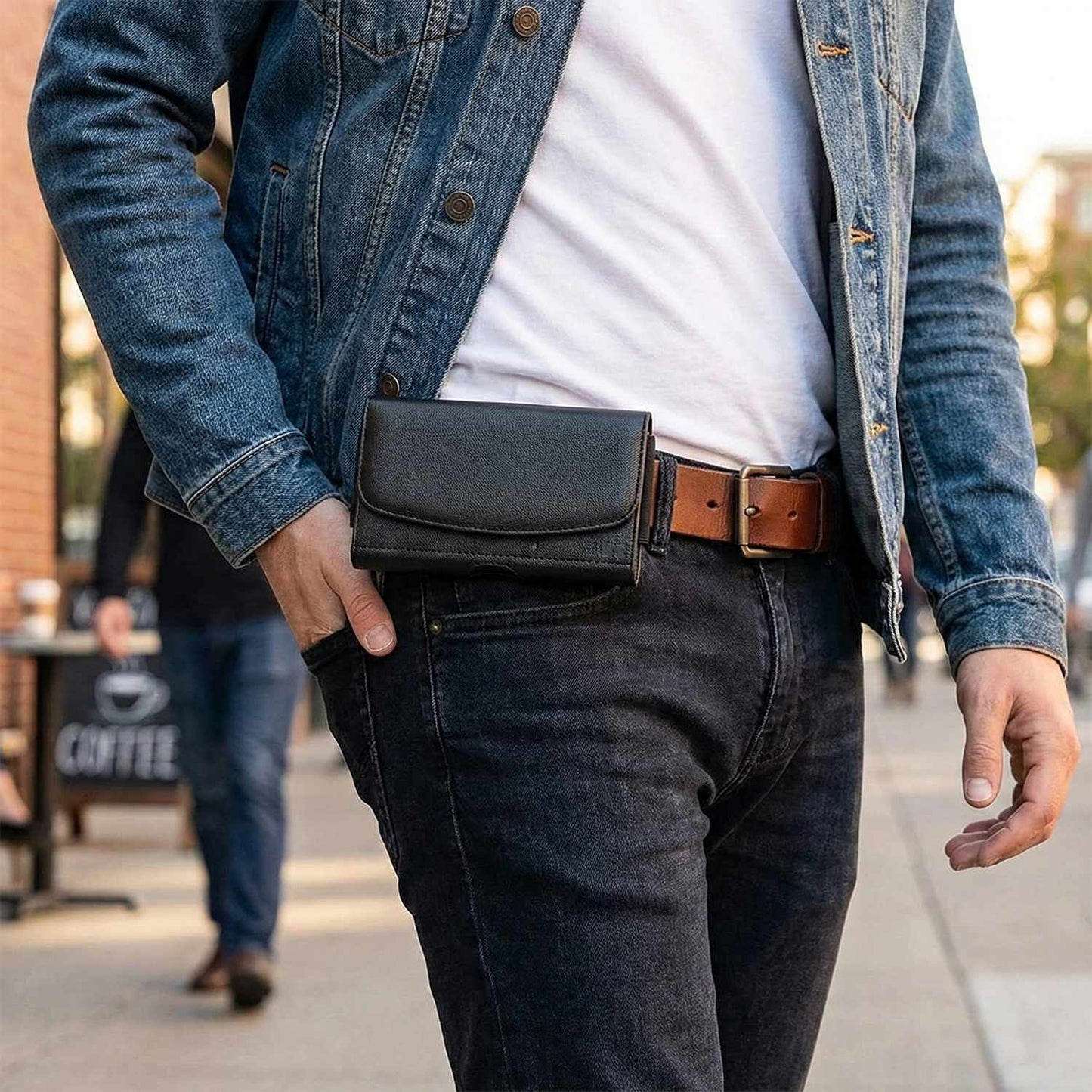 BEUPPBC25ML Universal Phone Case Holster Pouch with Belt Clip M-L Black