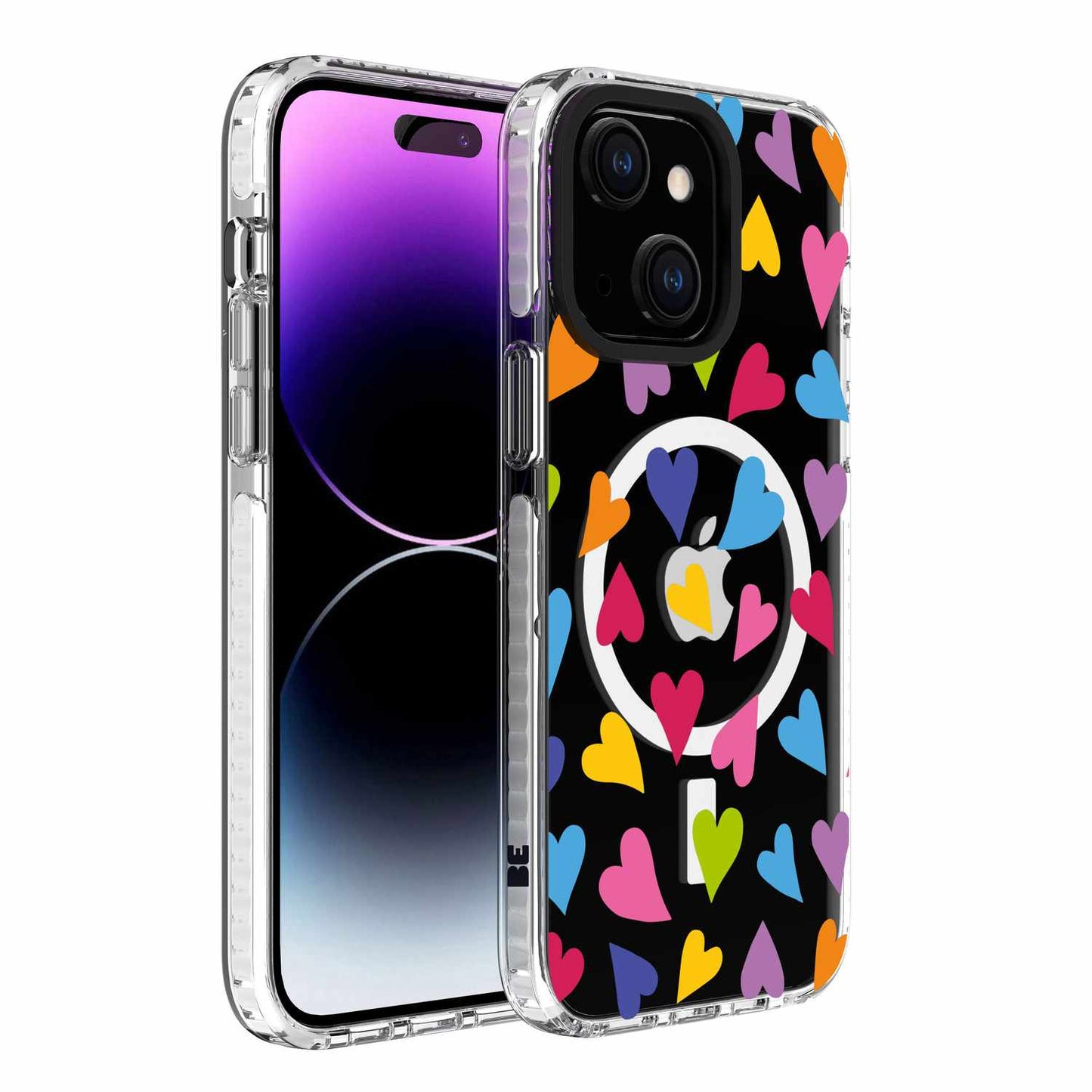 BEELMS155524 Chromatic Print MagSafe iPhone 15/14/13 Brights Hearts