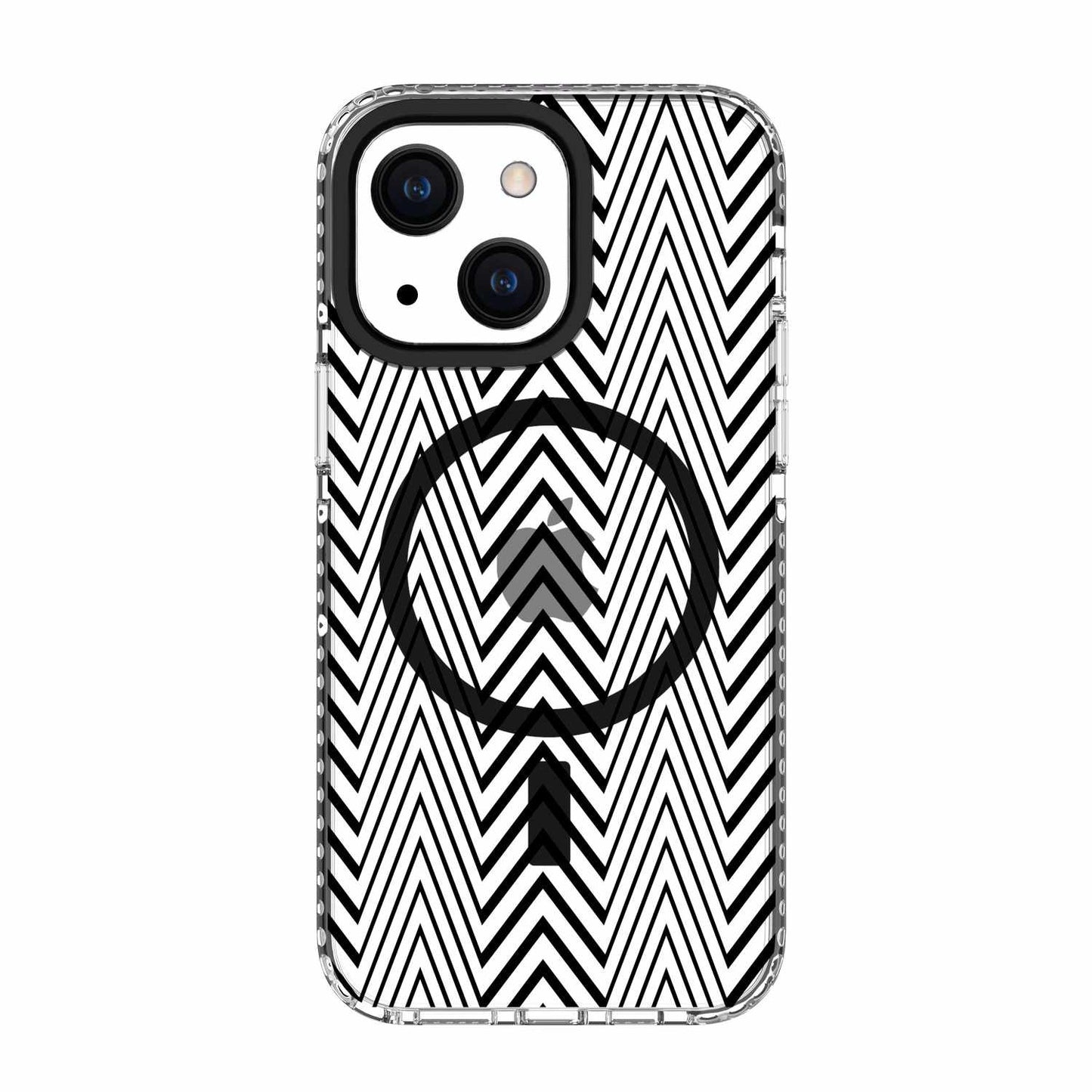 BEELMS155526 Chromatic Print MagSafe iPhone 15/14/13 Black warped Lines