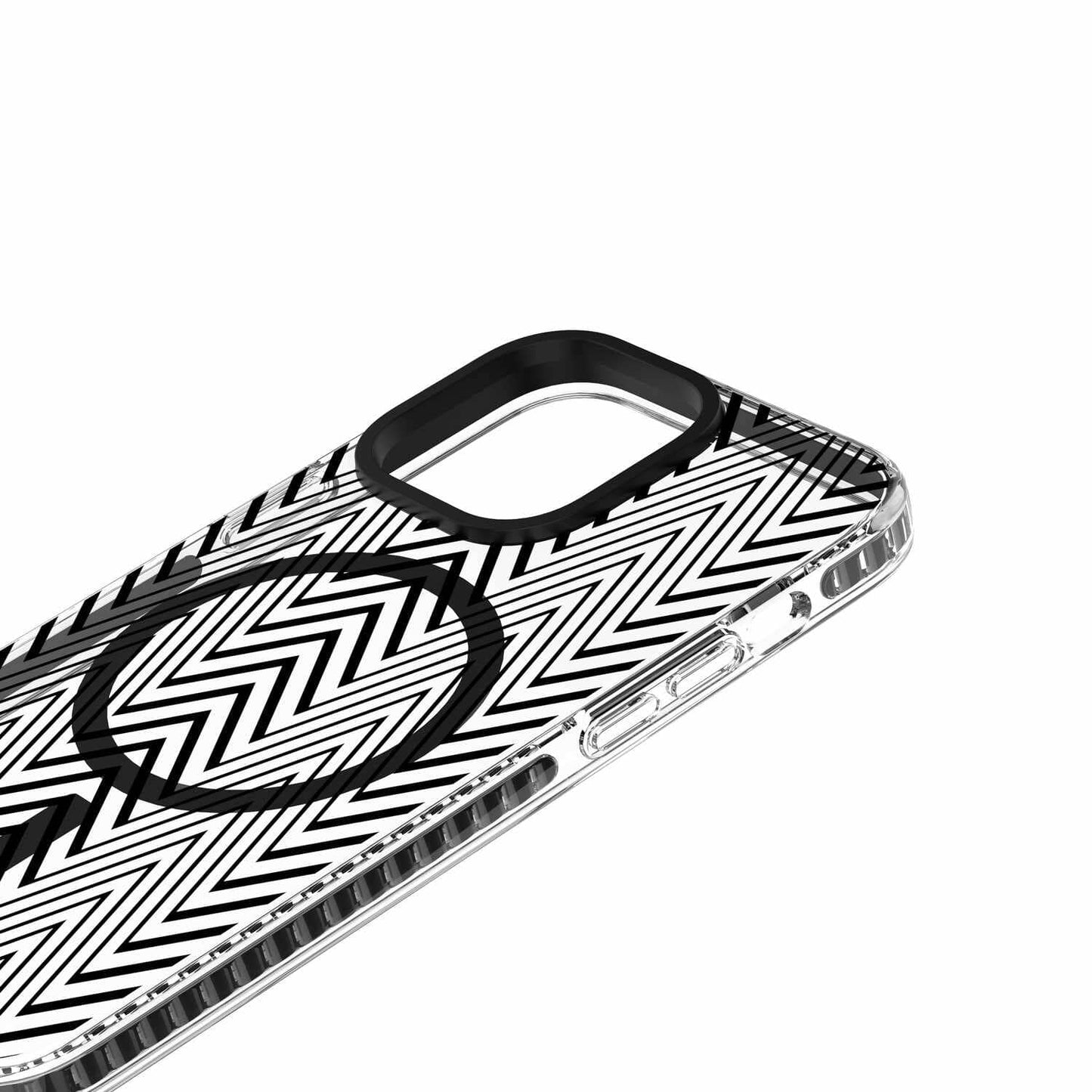 Chromatic Print MagSafe Case Black warped Lines for iPhone 15/14/13 Cases Blu Element