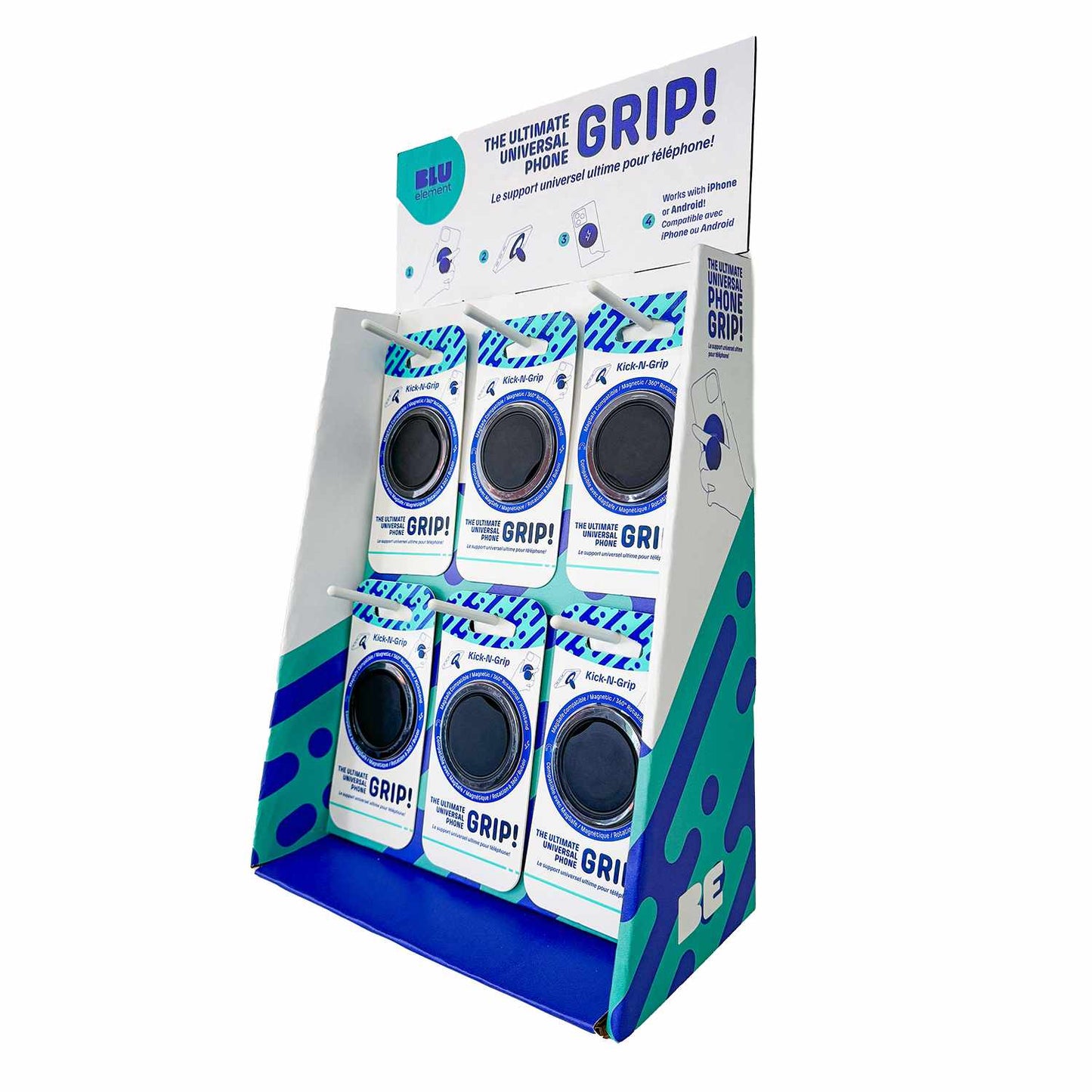 BEKNGCTDISPLAY 6 Peg/24 unit Countertop Display for Kick-N-Grip