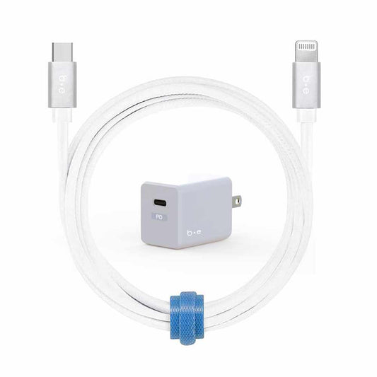 Wall Charger USB-C 20W PD with Lightning Cable 4ft White