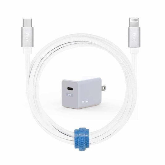 Wall Charger USB-C 20W PD with Lightning Cable 4ft White