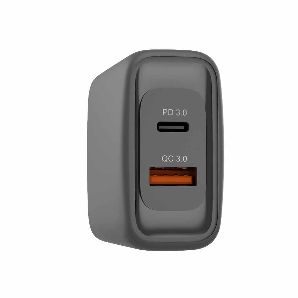 Wall Charger Dual USB-C 45W PD and USB-A Black