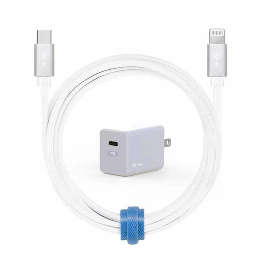 Wall Charger USB-C 20W PD with USB-C to Lightning Cable 4ft White