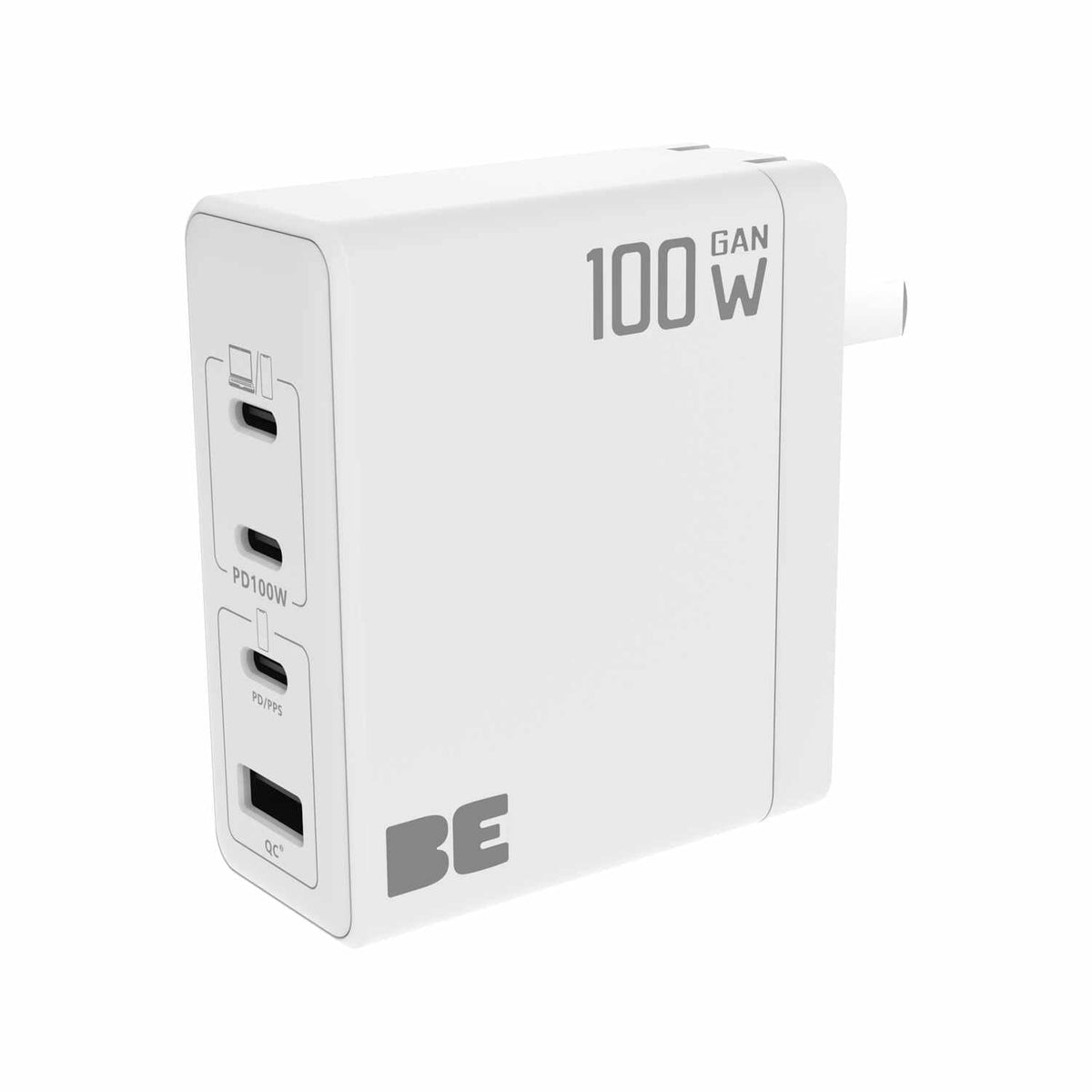 BEWCC100WW Wall Charger Multi Port GaN 100W PD & QC3 White Wall Chargers Blu Element 