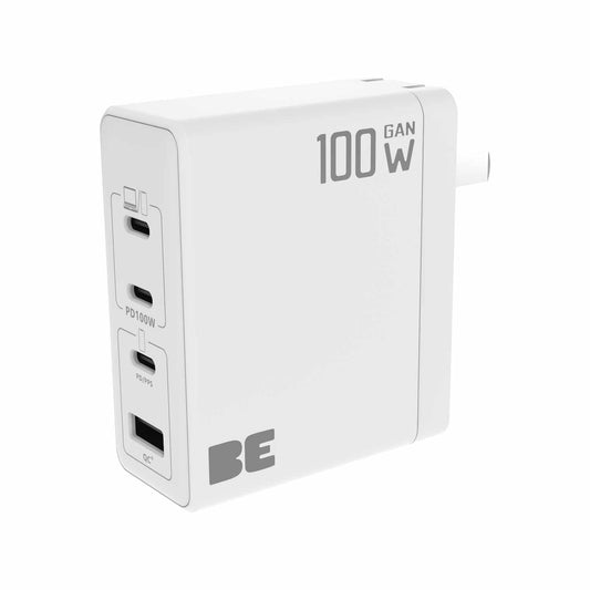 BEWCC100WW Wall Charger Multi Port GaN 100W PD & QC3 White Wall Chargers Blu Element 