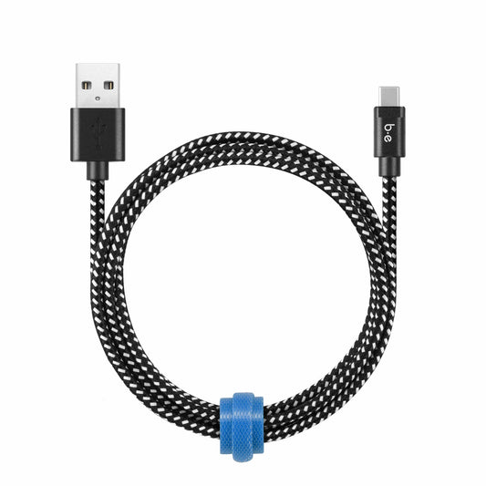 B4TCZB Braided Charge/Sync USB-C to USB-A Cable 4ft Zebra