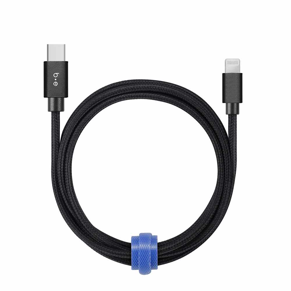 BEC2L4B Braided Charge/Sync USB-C to Lightning Cable 4ft Black