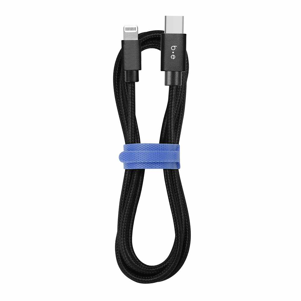Braided Charge/Sync USB-C to Lightning Cable 4ft Black