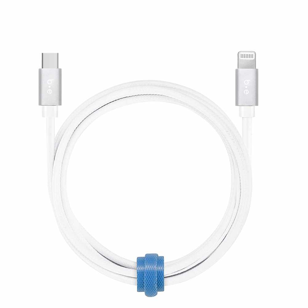 BEC2L4W Braided Charge/Sync USB-C to Lightning Cable 4ft White