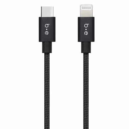 Braided Charge/Sync USB-C to Lightning Cable 10ft Black