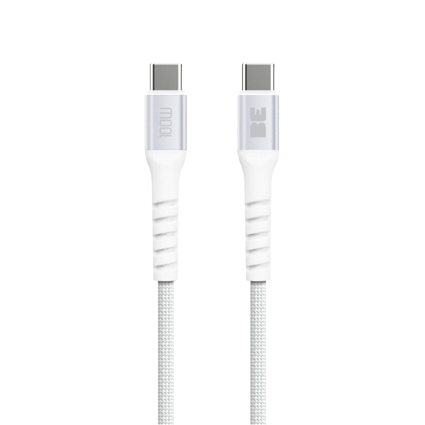 BEC2C6FTW SpeedCharge Premium Braided Cable USB-C to USB-C 6ft 100W White Charge/Sync Cables Blu Element 
