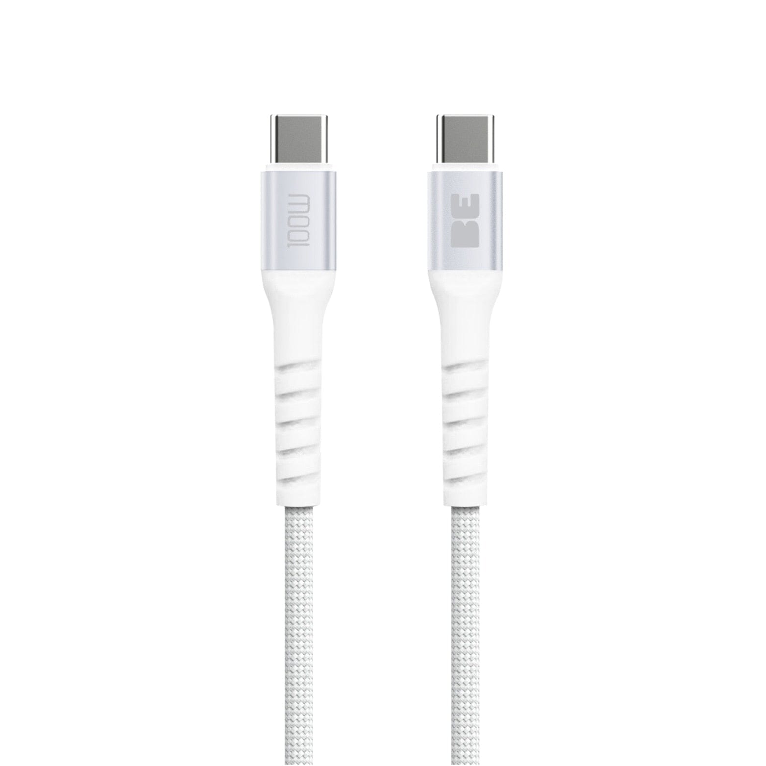 BEC2C6FTW SpeedCharge Premium Braided Cable USB-C to USB-C 6ft 100W White Charge/Sync Cables Blu Element 