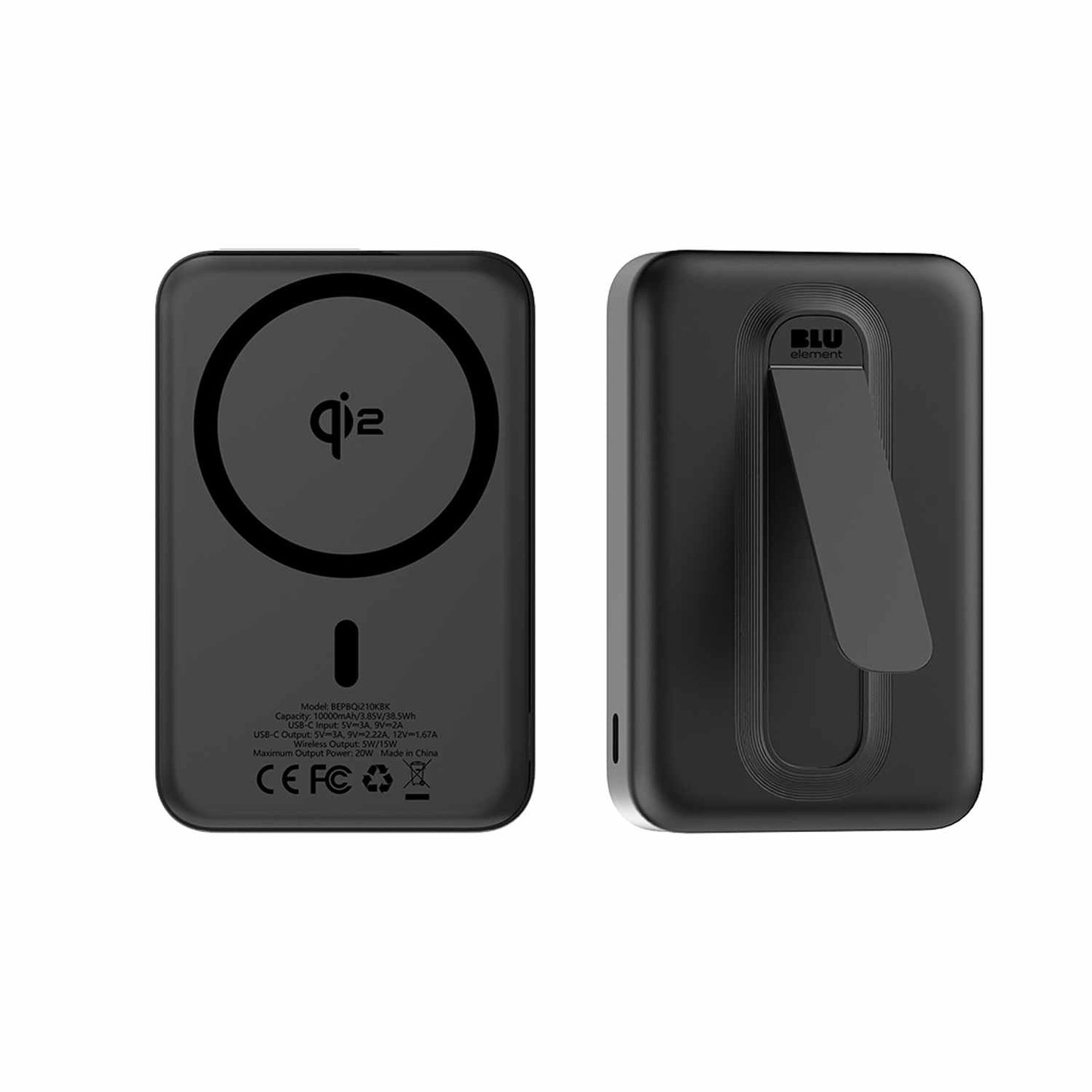 BEPBQi210KBK Qi2 SLIM Wireless Power Bank with Kickstand 10K Black