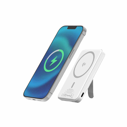 BEPBQi25KWH Qi2 SLIM Wireless Power Bank with Kickstand 5K White