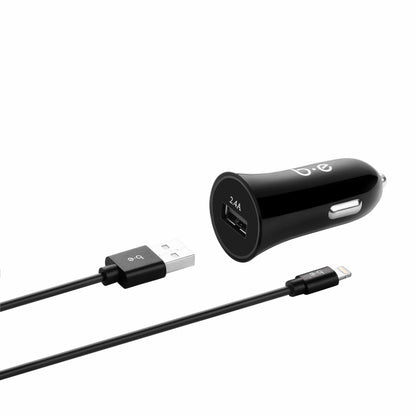 Car Charger Single 2.4A with Lightning Cable Black