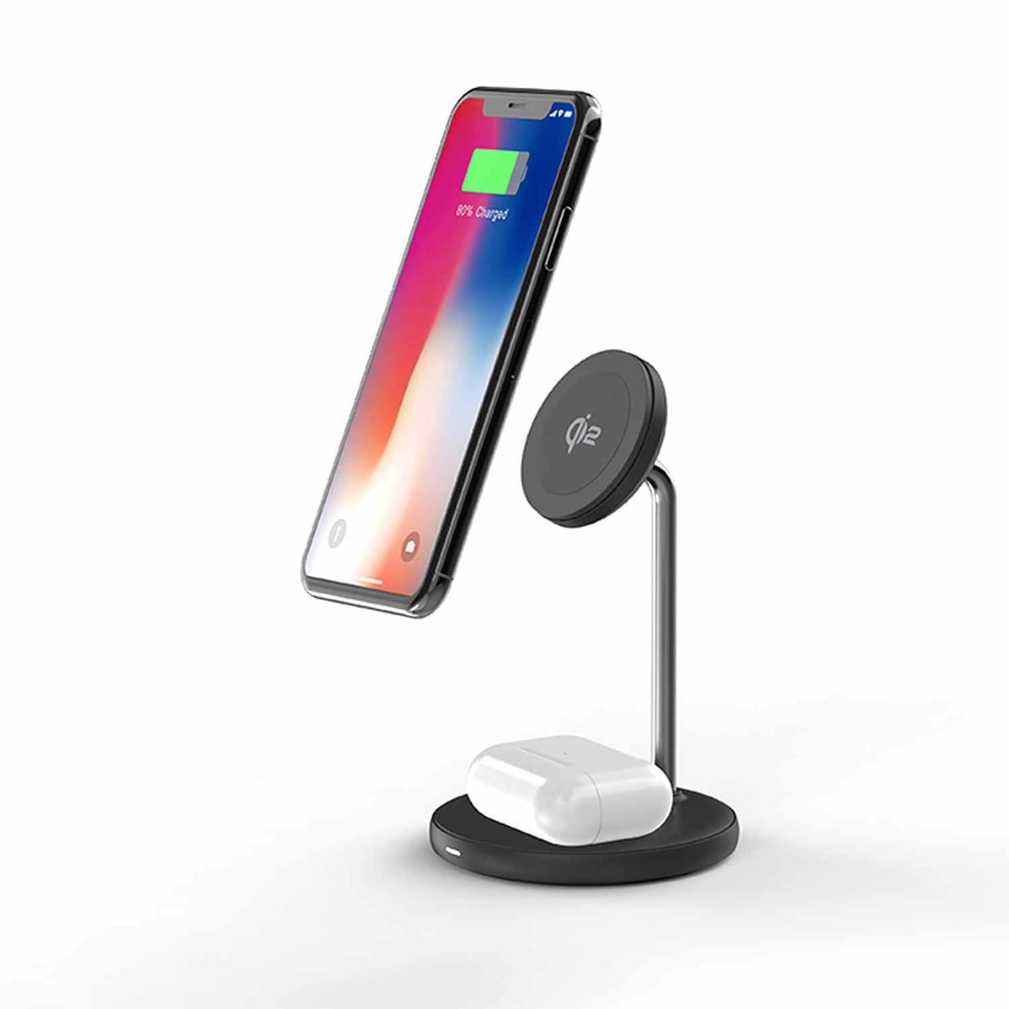 Qi2 2-in-1 Wireless Charging Stand 15W MagSafe-Compatible Black
