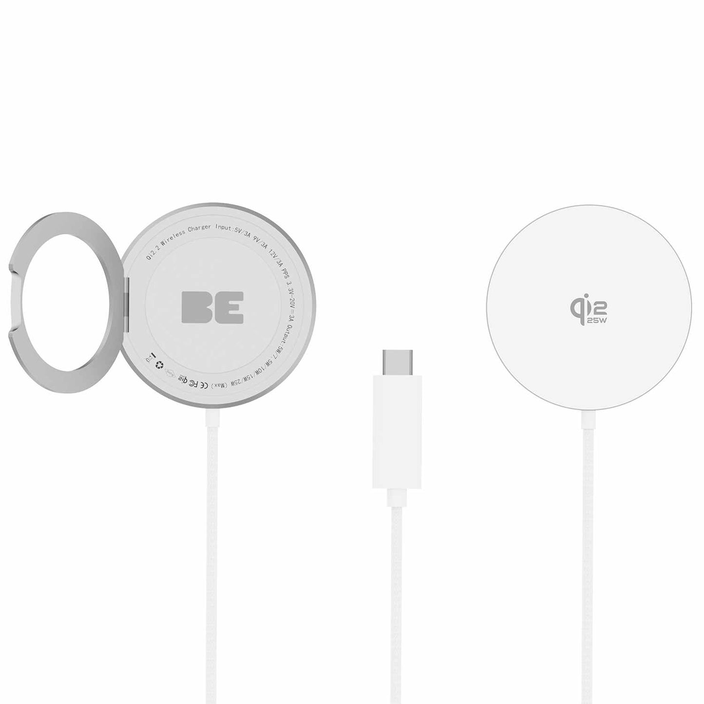 BEWCQi22PW PowerPuck25 Wireless Charger with Kickstand White