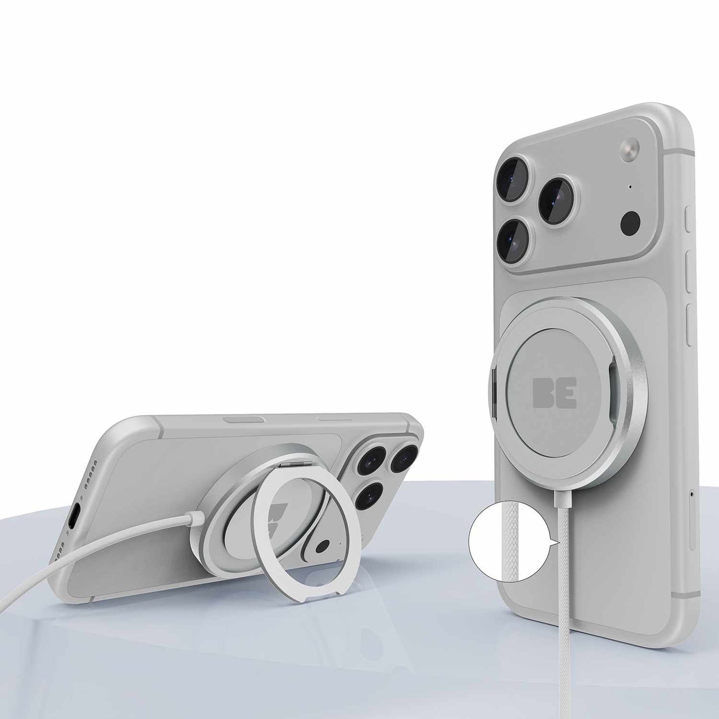 BEWCQi22PW PowerPuck25 Wireless Charger with Kickstand White