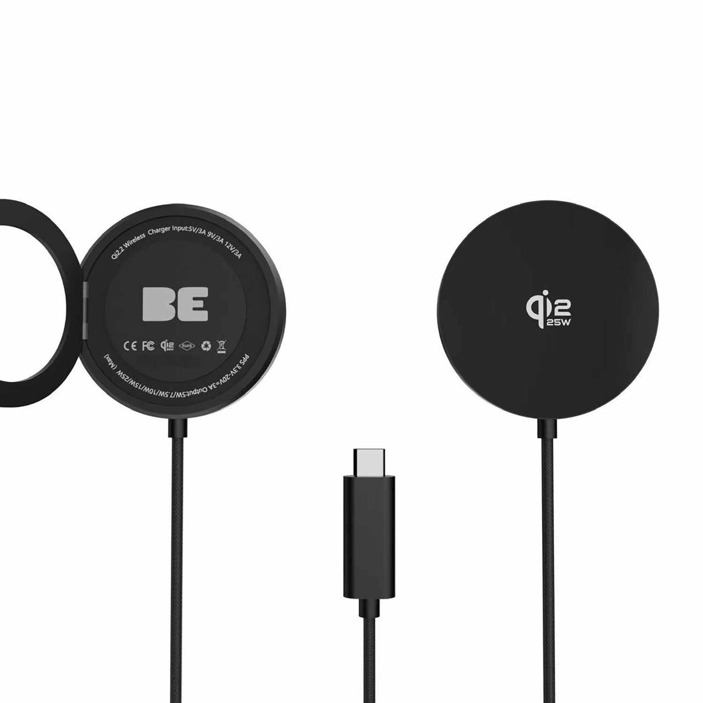 BEWCQi22PB PowerPuck25 Wireless Charger with Kickstand Black