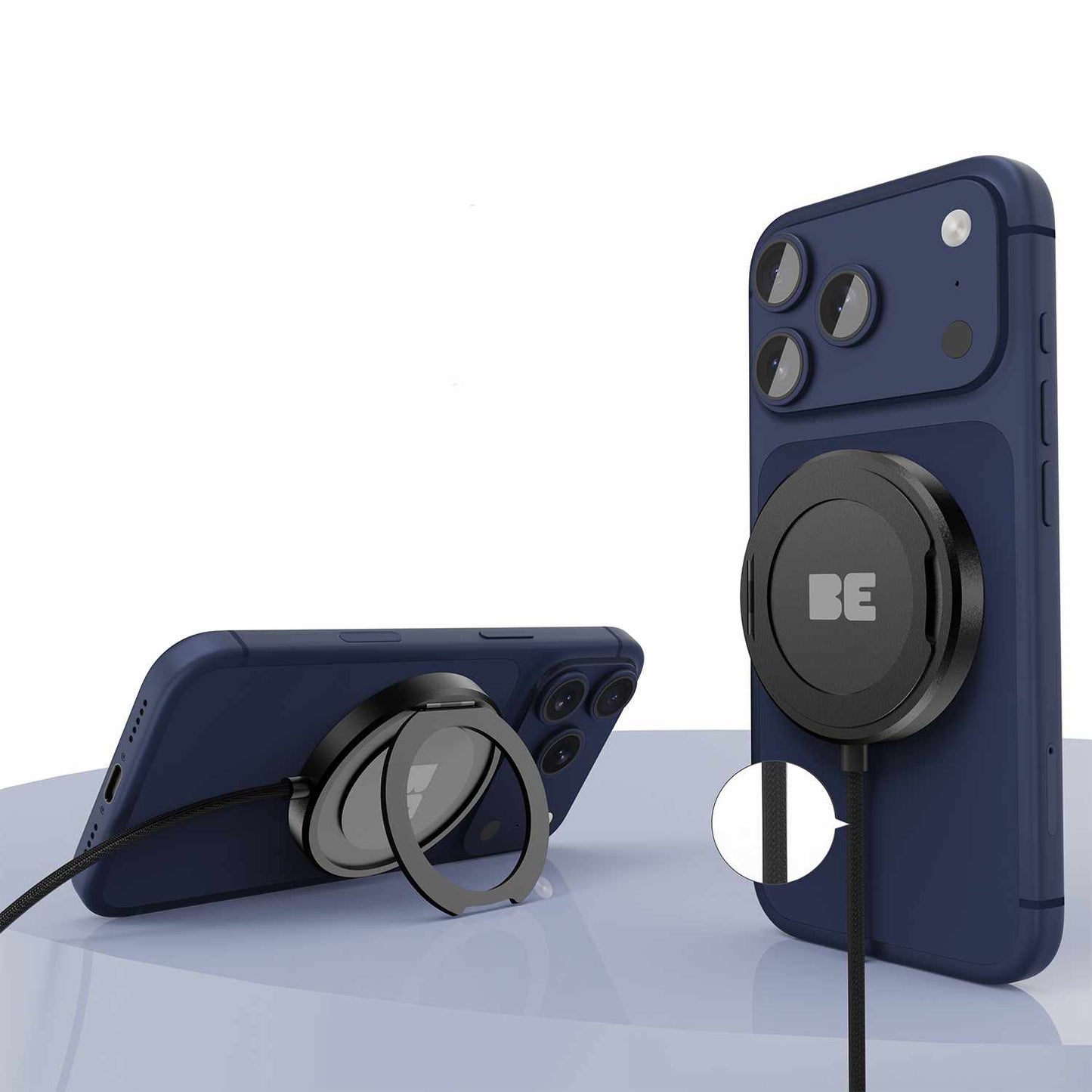 BEWCQi22PB PowerPuck25 Wireless Charger with Kickstand Black