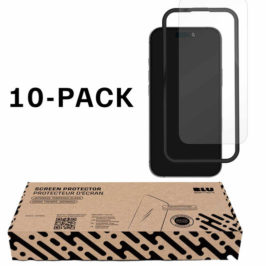 BETG10PIP17 Tempered Glass Screen Protector 10-Pack in Bulk Packaging iPhone 17/16 Pro