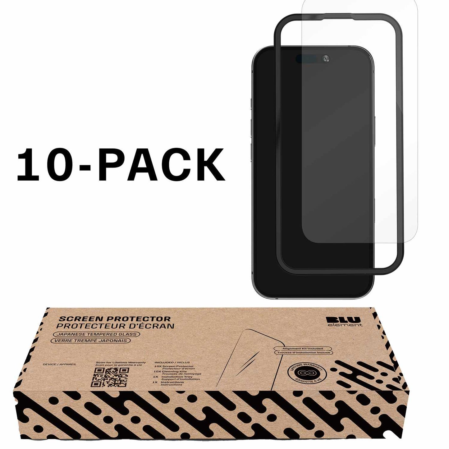 BETG10PIP17P Tempered Glass Screen Protector 10-Pack in Bulk Packaging iPhone 17 Pro
