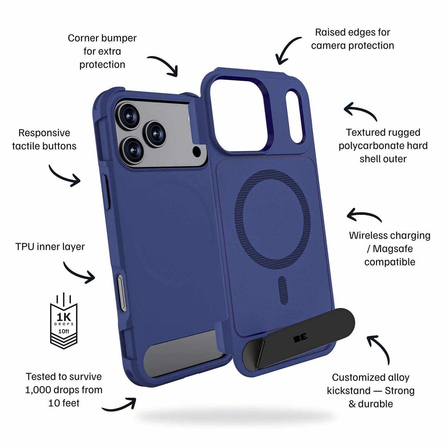 BEARLK178 Armour Ultra MagSafe w/Kickstand Case iPhone 17 Pro Max Navy