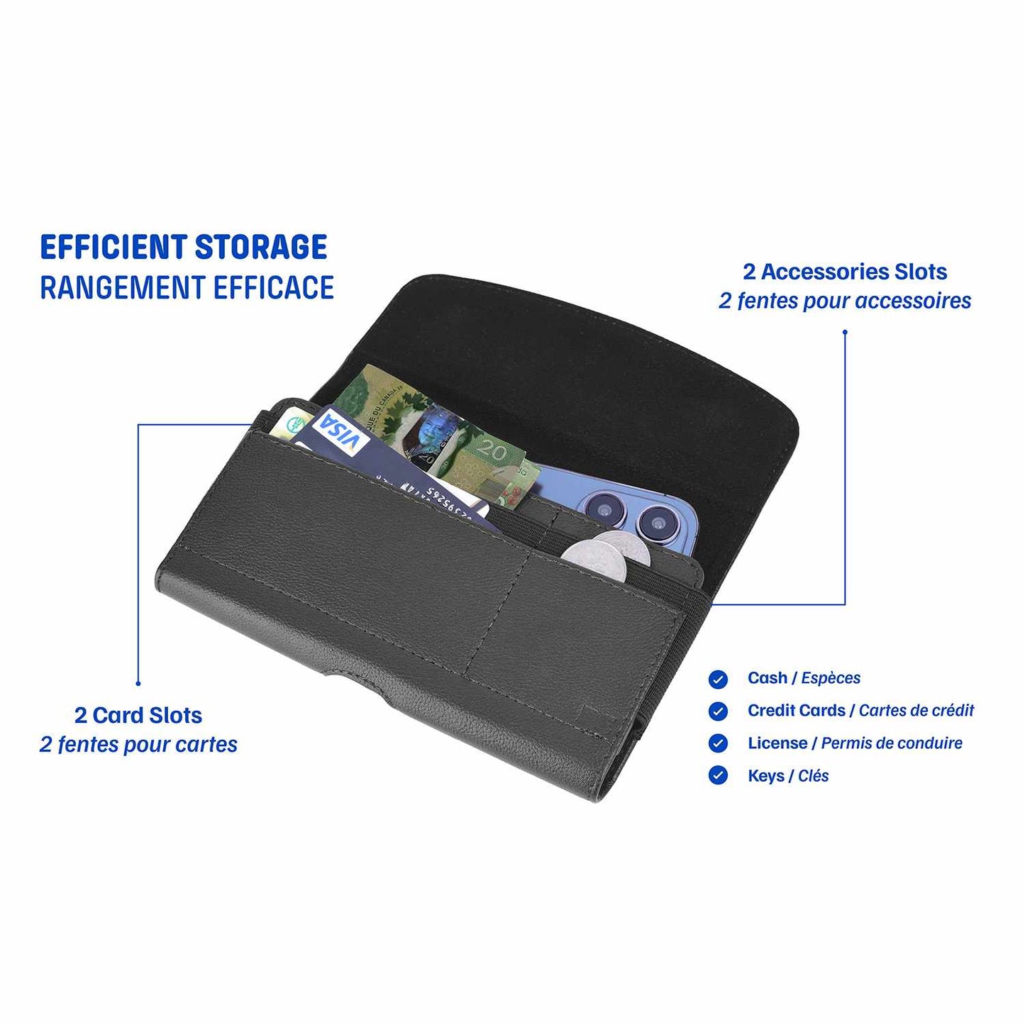 BEUPPBC25ML Universal Phone Case with Belt Clip M-L Black