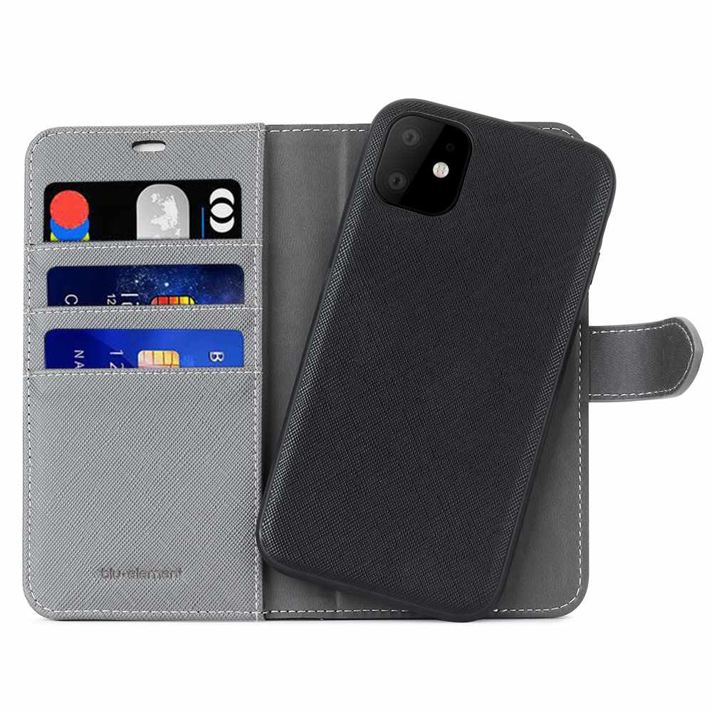 2 in 1 Folio Case Black/Gray for iPhone 11/XR