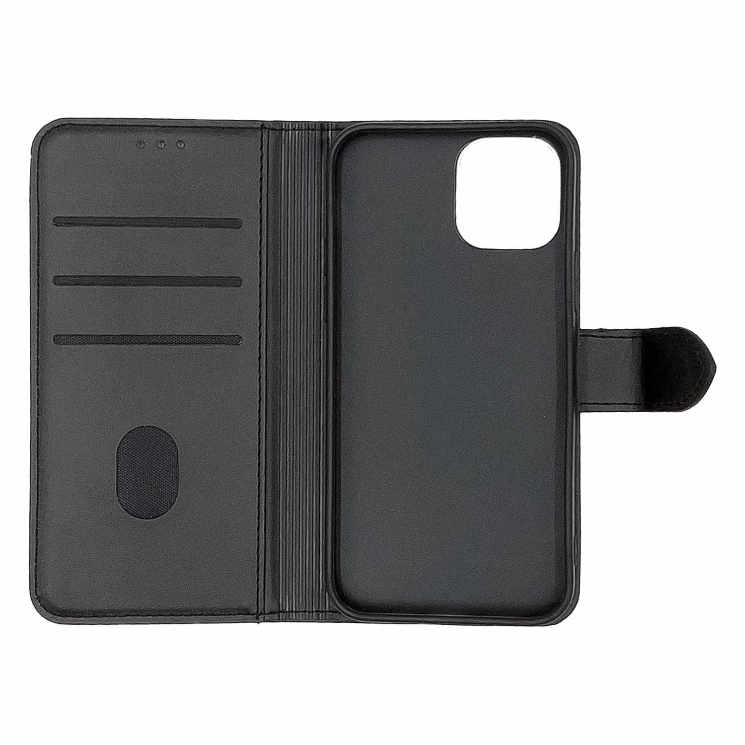 Faux Leather Folio Case with TPU Gelskin Black for iPhone 12
