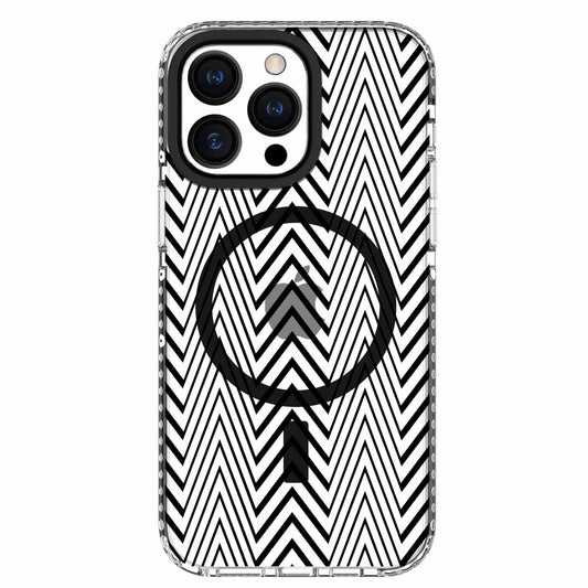 BEELMS15PR5526 Chromatic Print MagSafe iPhone 15 Pro Black warped Lines