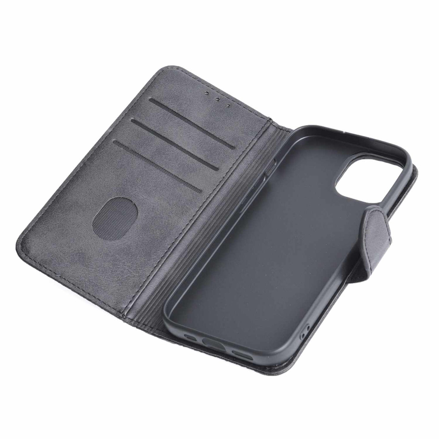 BEWFiP164B Vegan Leather Folio Wallet Case iPhone 16 Black