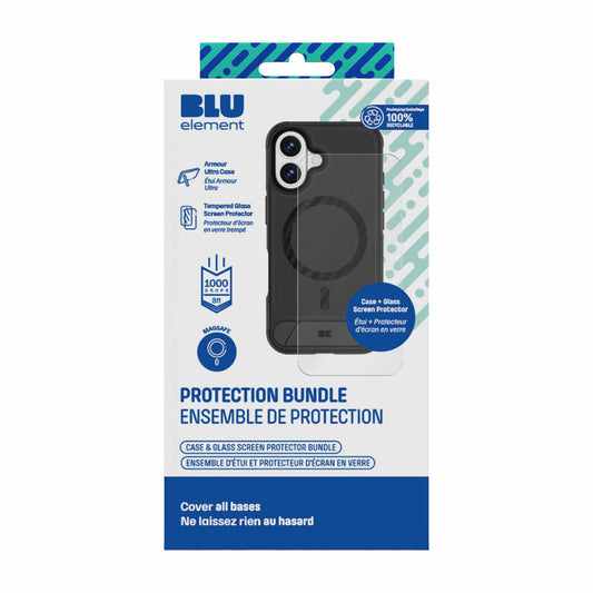 Duo Protection Bundle - Armour Ultra Kickstand MagSafe Case Black + Screen Protector for iPhone 16