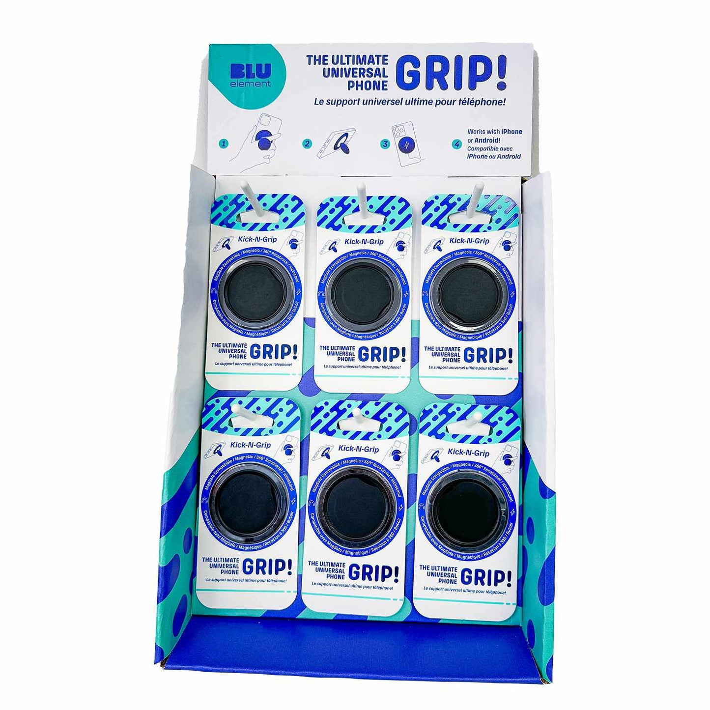 BEKNGCTDISPLAY 6 Peg/24 unit Countertop Display for Kick-N-Grip