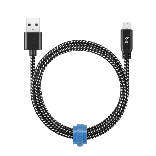 Braided Charge/Sync Micro USB Cable 6ft Zebra